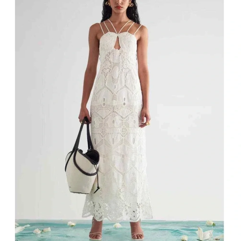 oleg cassini satin lace strapless wedding dress 2000s Oleg Cassini Couture Ivory Silk Satin Wedding Dress w Open Beade –  Shrimpton Couture main image 0